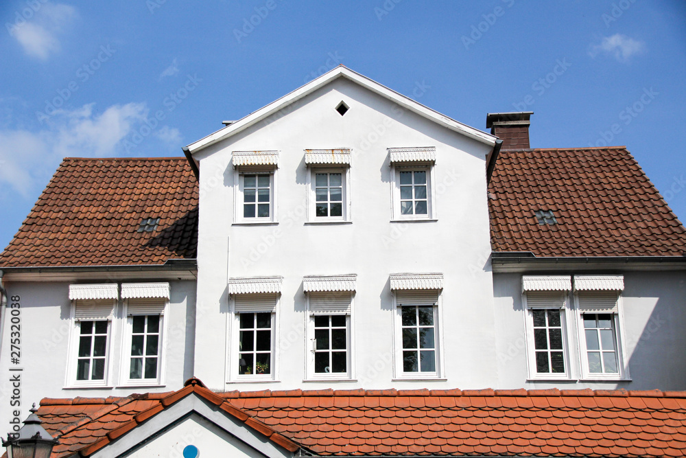 Gable of a house with background blue sky