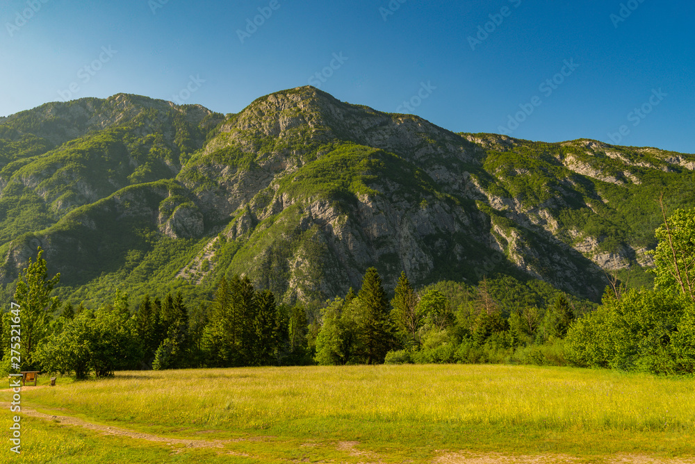 magnificent landscape of mountains in Slovenia, lake Bohinj