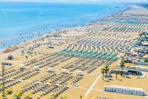 Aerial view of Rimini beach in Italy photo