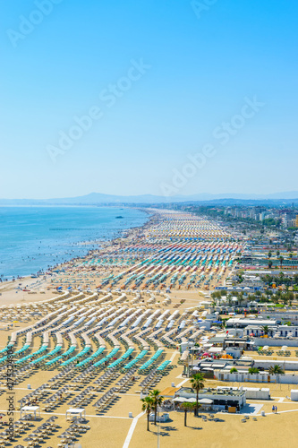 Aerial view of Rimini beach in Italy