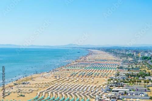 Fototapeta Naklejka Na Ścianę i Meble -  Aerial view of Rimini beach in Italy