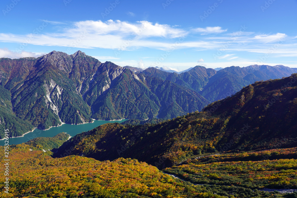 Panorama View of Tateyama Mountains and Forest.