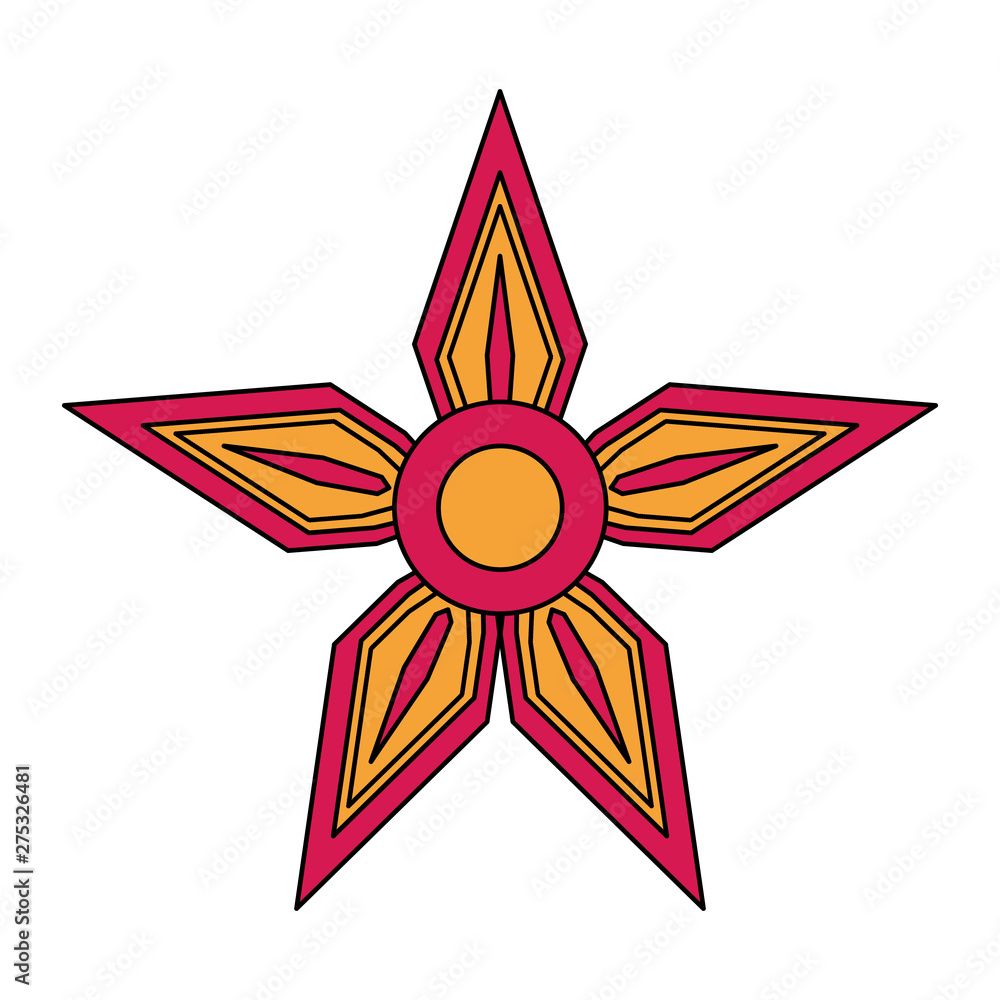 Flower with petal round symbol isolated Flower with petal round symbol isolated