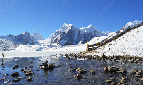 Beautiful frozen Gurudongmar Lake main tourist attraction of Gangtok,Sikkim,india