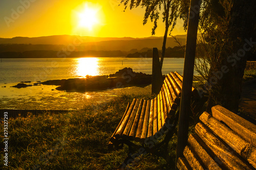 Sunset's benches photo