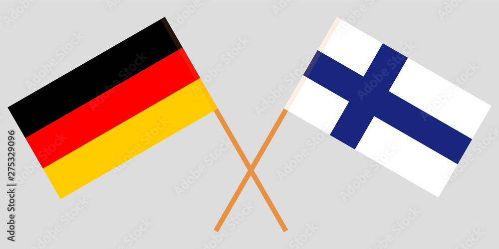 Germany and Finland. Crossed German and Finnish flags