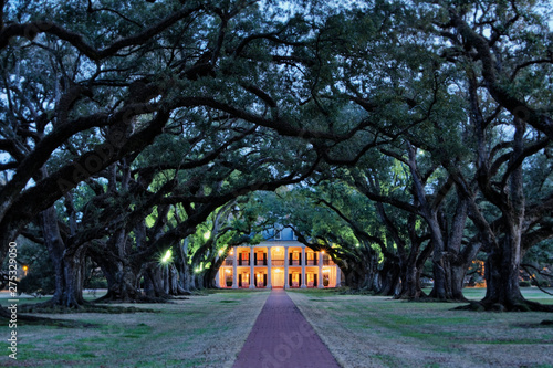 Southern Manor Home at Night
