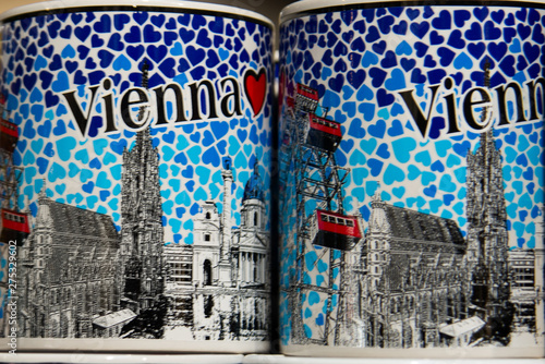 Canvas Print VIENNA, AUSTRIA: Souvenirs in the market for tourists.