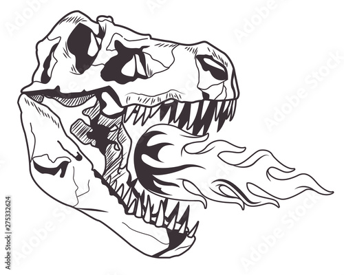 dinosaur head skeleton spitting fire