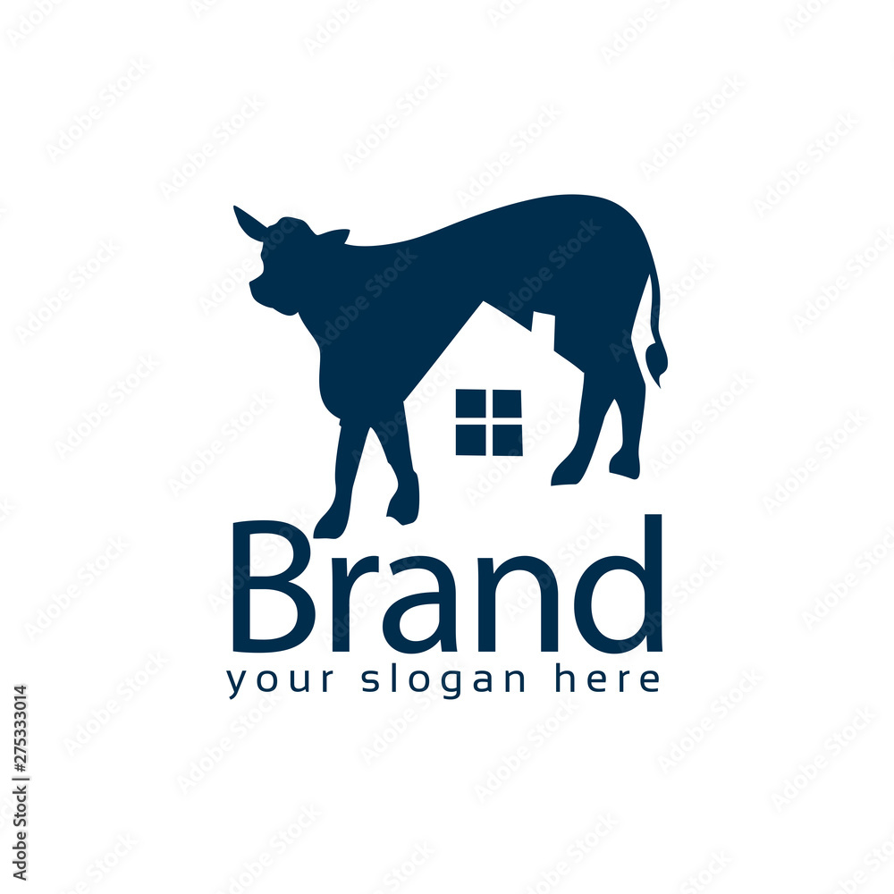 Cow house stock logo vector. Abstract house logo.  Vector Illustration on white background