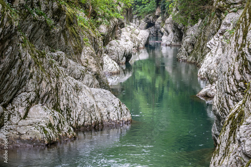 Mountain river in the stone gorge. photo