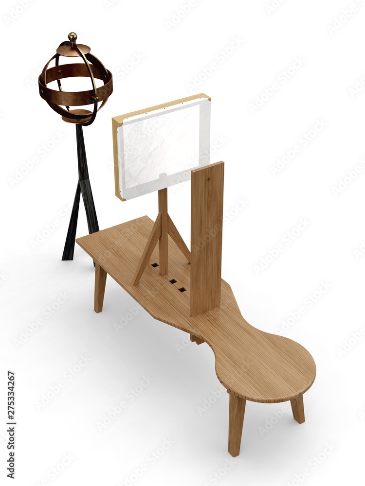 Camera obscura, Leonardo da Vinci, Codex Atlanticus 0005r. Stock