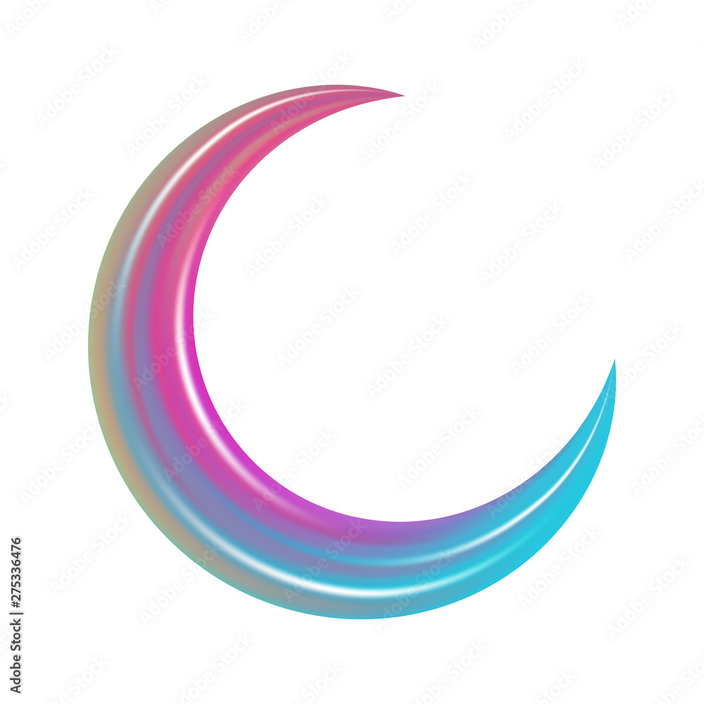 Obraz premium Crescent in abstract style. Astronomy science concept. Religion holy month. Abstract modern gradient pattern. Beautiful crescent, great design for any purposes. Ramadan vector. Vector crescent moon.