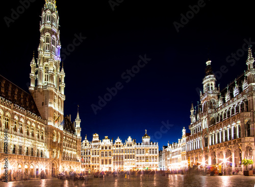 The Grand place in Brussels Belgium at night with beautiful lights