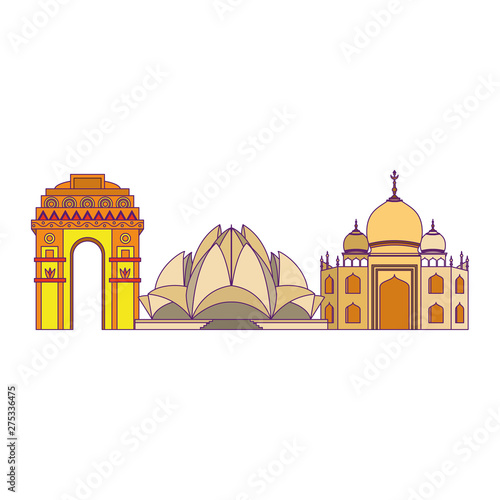 indian building monuments icon cartoon