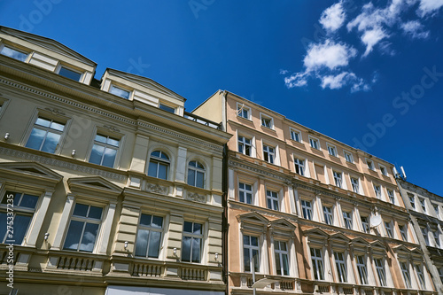 Art Nouveau facade of the buildings  in Poznan. © GKor
