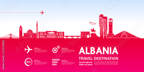 Albania travel destination grand vector illustration. 