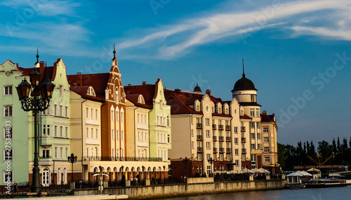 Buildings in the old German style by the river