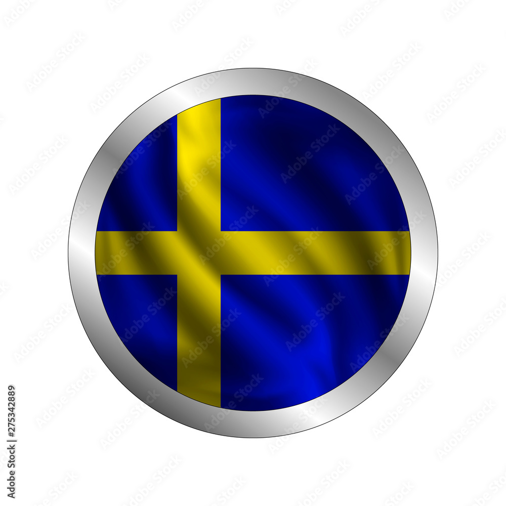 Obraz premium Waving Swedish flag, the flag of Sweden, vector illustration