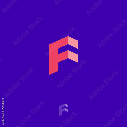 F Letters geometric logo. F cube monogram like Isometric projection. Construction logo. Construction or building logo. 3D imitation illustration.