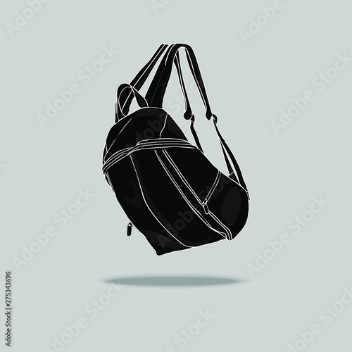 Vector cartoon illustration-  black backpack
