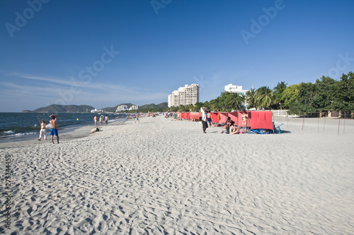 beaches, sand, water and blue skyies (El rodadero, Santa Marta) photo