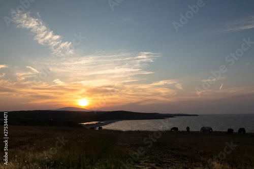 Sunset. Landscape over the Strandja Mountain at the mouth of the Veleka River. Sinemorets resort  Southern Black Sea Coast  Bulgaria.