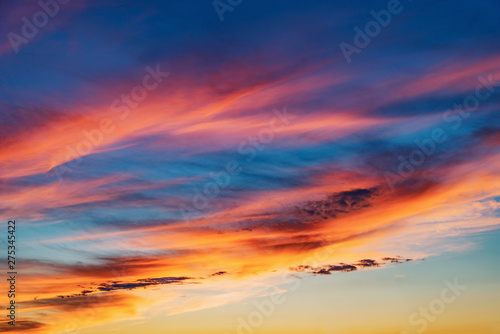 Amazing cloudscape on the sky at sunset time after rain. © serjiob74