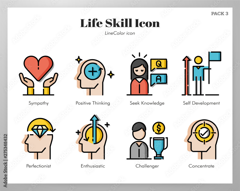 Life skill icons LineColor pack