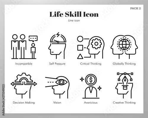 Life skill icons Line pack