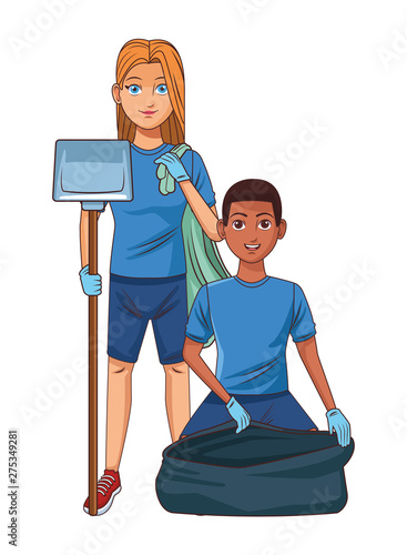 cleaning service person avatar cartoon character