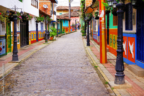 Colorful streets of Guatape village in Colombia, South America © Rechitan Sorin