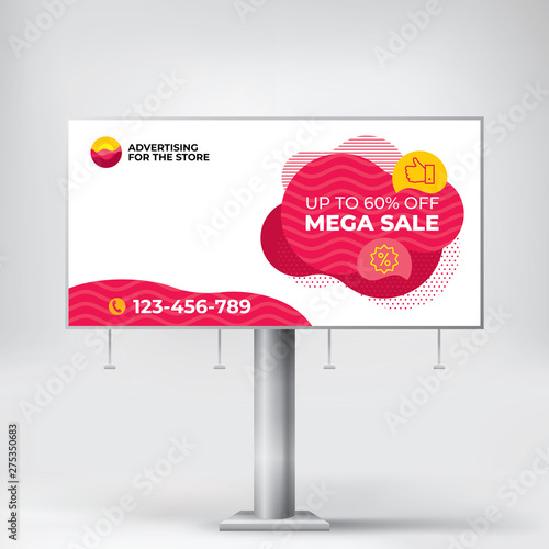  Mega sale, billboard template, cool modern design, stylish banner for outdoor advertising 