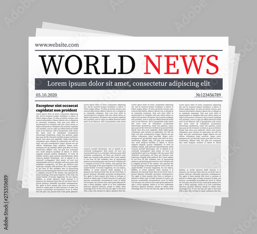 Vector mock up of a blank daily newspaper. Fully editable whole newspaper in clipping mask. Vector stock illustration,