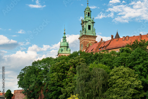 Towers of Wawel castle in Krakow