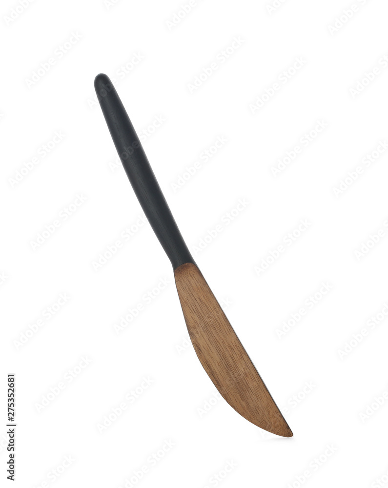 New wooden butter knife on white background New wooden butter knife on white background