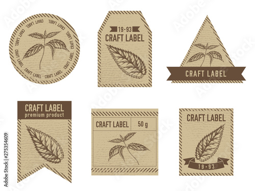 Craft labels with nettle stock illustration