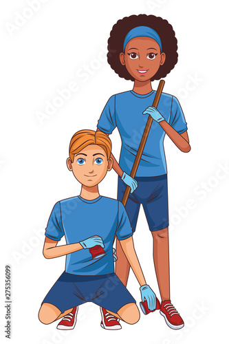 cleaning service person avatar cartoon character