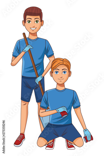 cleaning service person avatar cartoon character