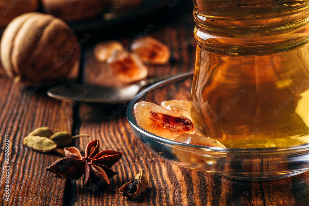 Spiced tea in oriental glass Spiced tea in oriental glass