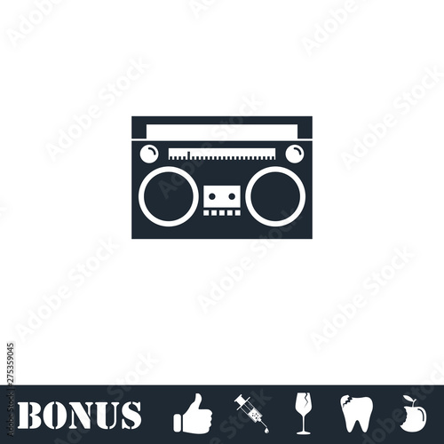 Cassette player icon flat