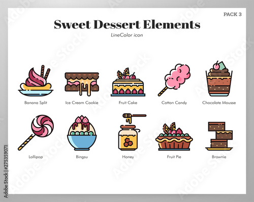 Sweet dessert elements LineColor pack