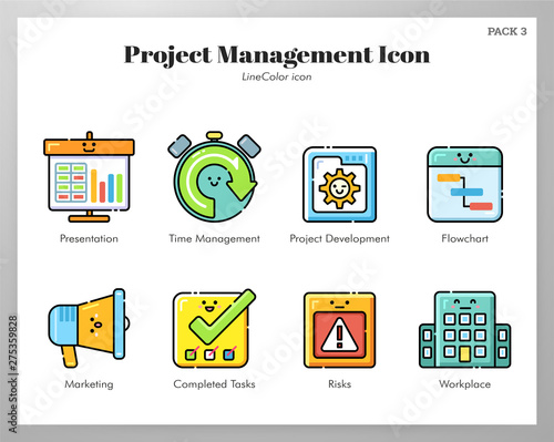 Project management icons LineColor pack