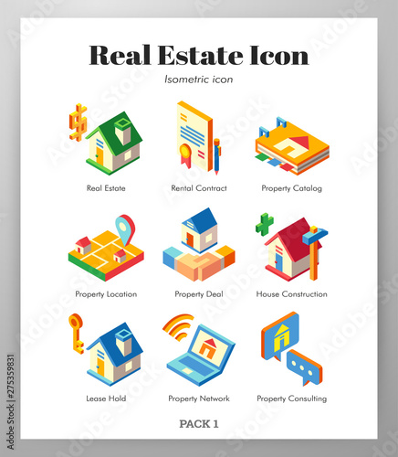 Real estate icons Isometric pack