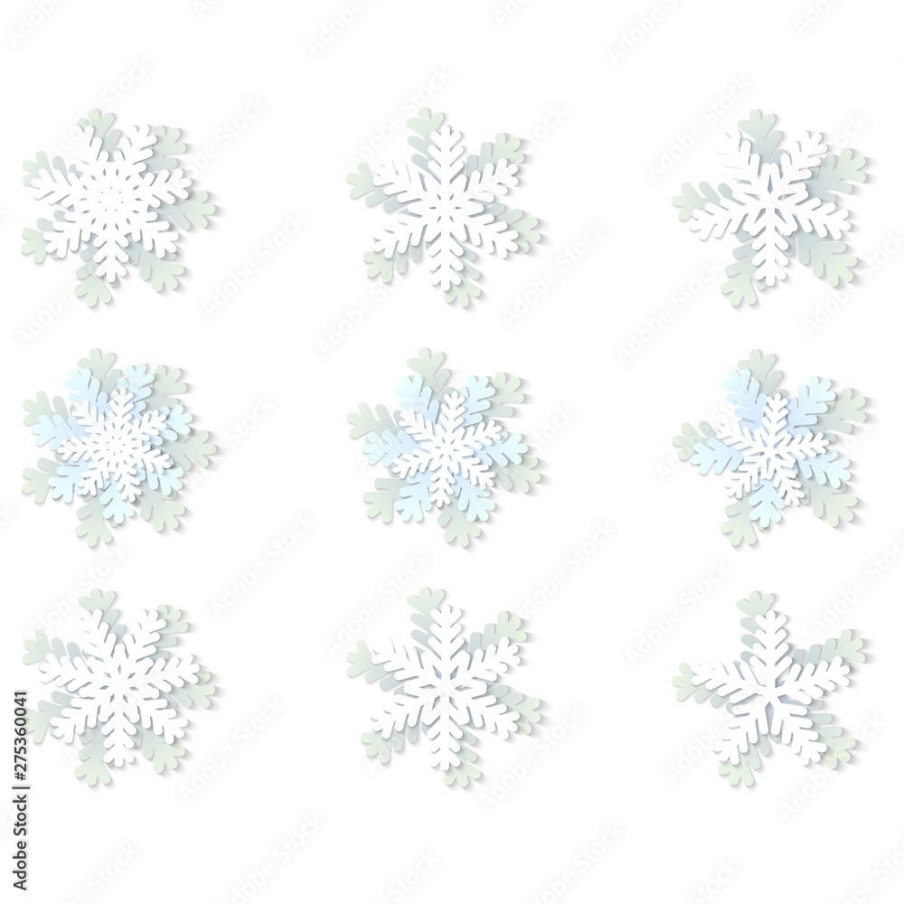 Christmas paper snowflakes with shadow Christmas paper snowflakes with shadow