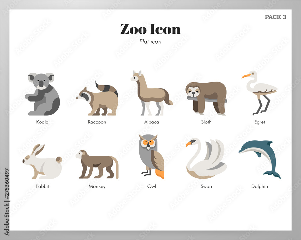 Obraz premium Zoo icons flat pack