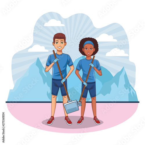 cleaning service person avatar cartoon character