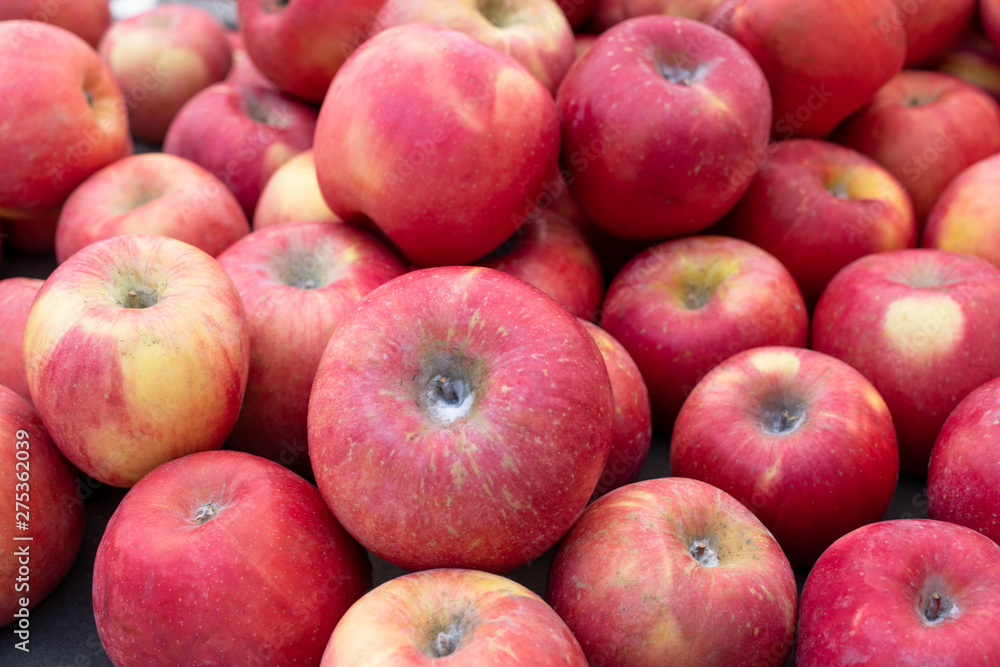 Ripe red apples . Top view with space for text. Farmers market concept. Ripe red apples . Top view with space for text. Farmers market concept.
