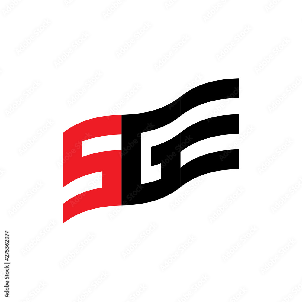 Obraz premium Flag with letter SGE logo design vector