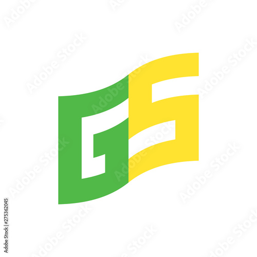 Flag with letter GS logo design vector